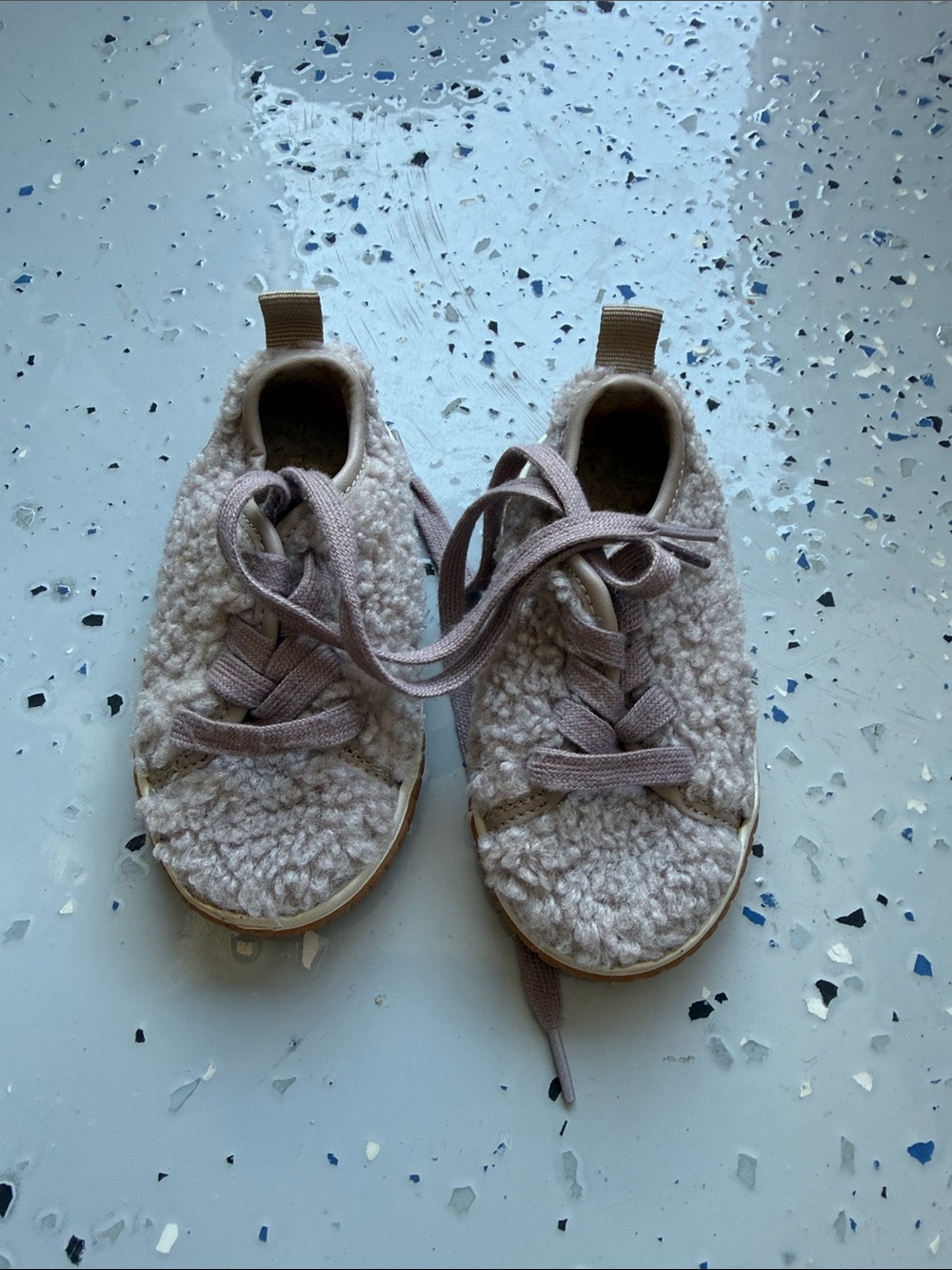 Zara Kids Sherpa Sneakers in Light Beige